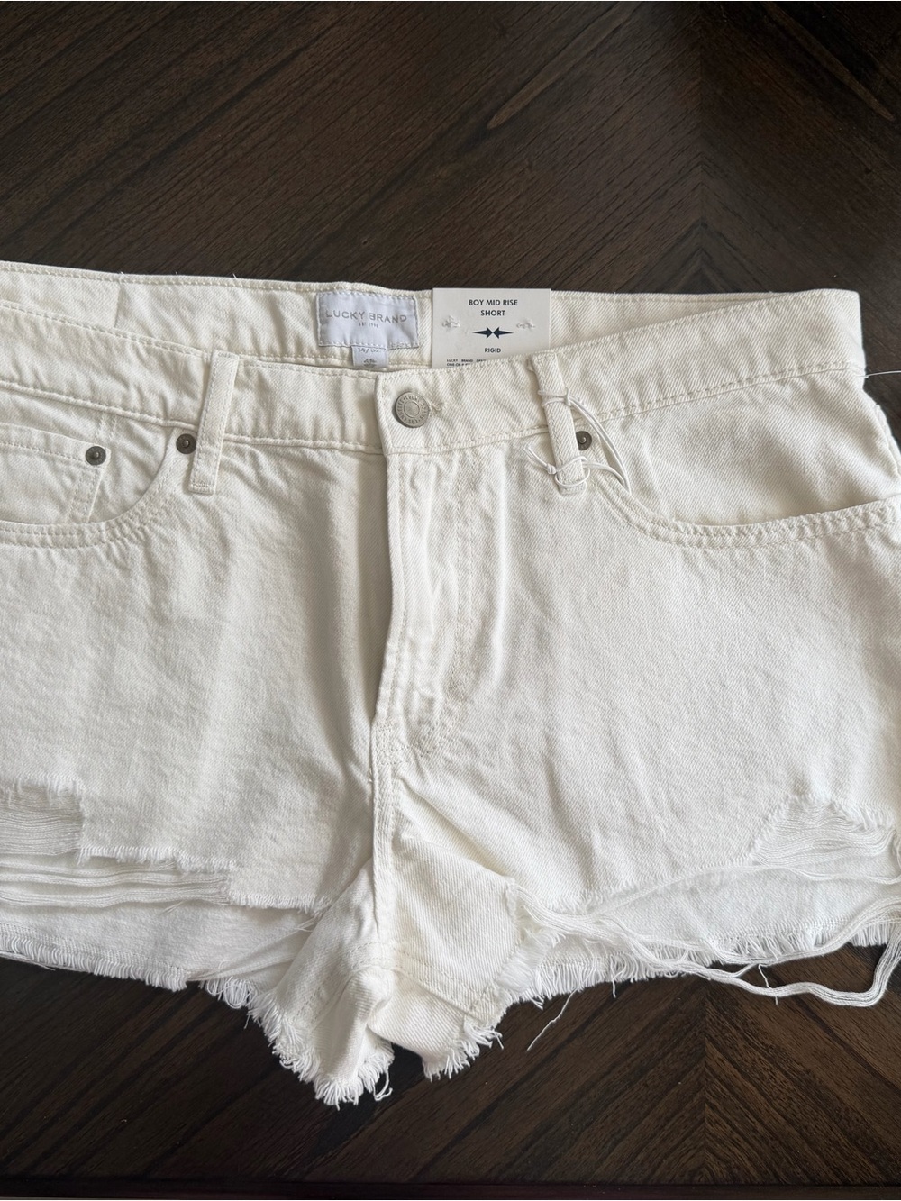 NWT xx Lucky Brand White Frayed Hem Mid Rise Denim Shorts